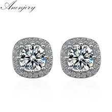 Anenjery роскошные 925 пробы серебряные серьги для женщин ослепительные микро циркониевые квадратные сережки oorbellen pendientes S-E549