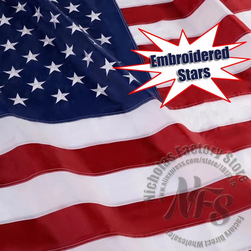 

Embroidered American Flag 3x5 Feet/2x3ft/4x6ft Thicken Oxford Nylon USA Flag Slap-Up Home Decorative Hanging Flags and Banners