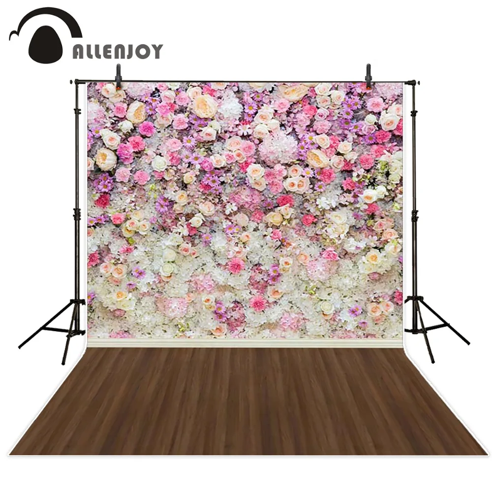Allenjoy Photography background Colorful flower wooden floor princess kids studio computer printed backdrops