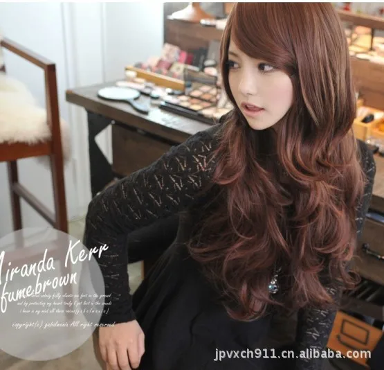 Japanese And Korean Fashion Style Long Hair Weaves Fluffy Oblique
