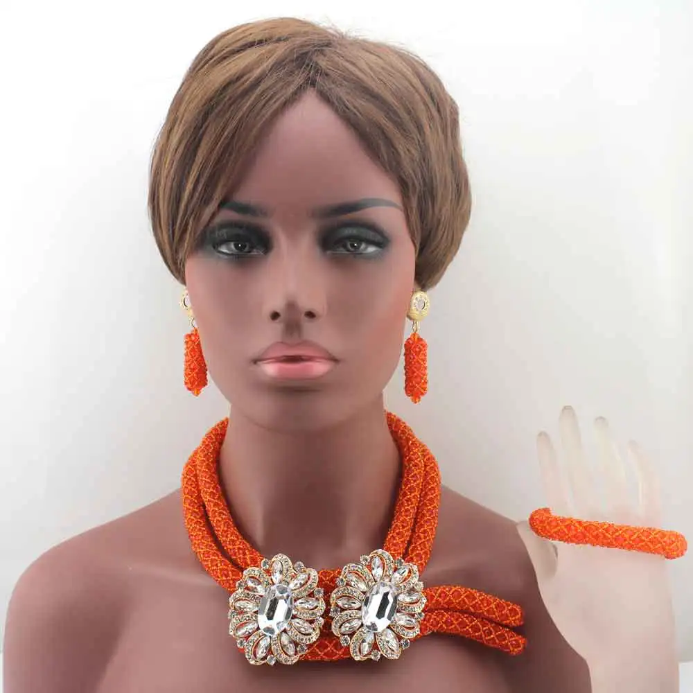 

Luxury Orange Bridal Jewelry Set African Beads Costume Jewelry Set African Fashion Jewelry Set for Women Free Shipping HD7955