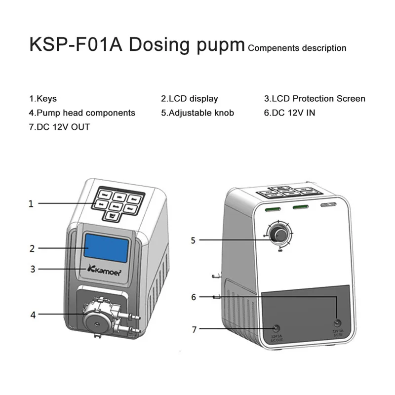 DC 12V Peristaltic Pumps Dosing Liquid Pump Amount Adjustable Variable-FlowLow Flow Single Head For Aquarium Lab Analytical (5)