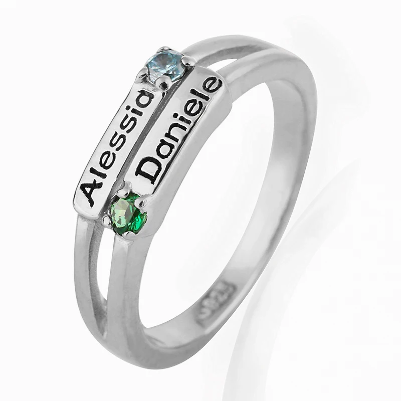 

Love Promise Rings For Women Personalized Birthstone Ring Custom Engrave Names 925 Silver Jewelry engagement rings#SS40