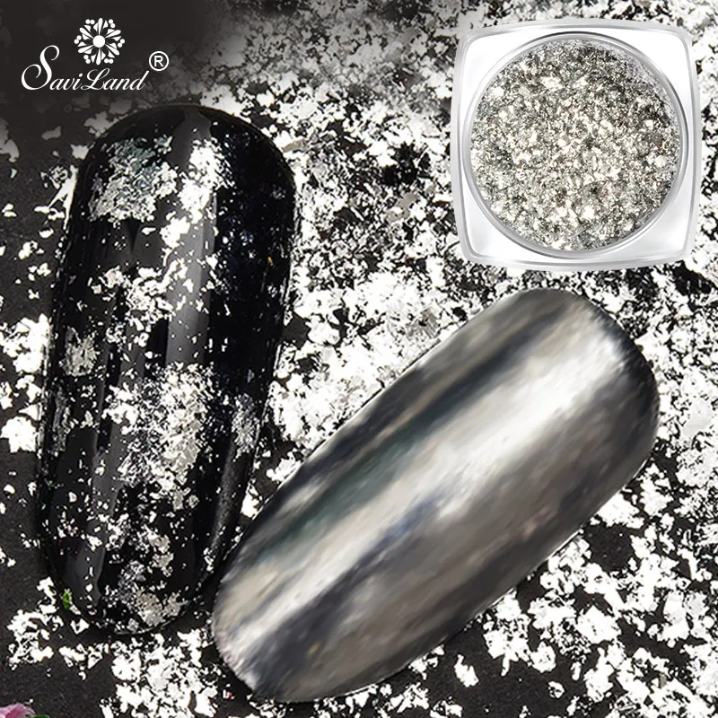 

Saviland 0.2g /box Aluminum Foil Magic Effect Flake Chrome Nail Powder Glitter Sequins Mirror Powder Nail Art Gel Polish