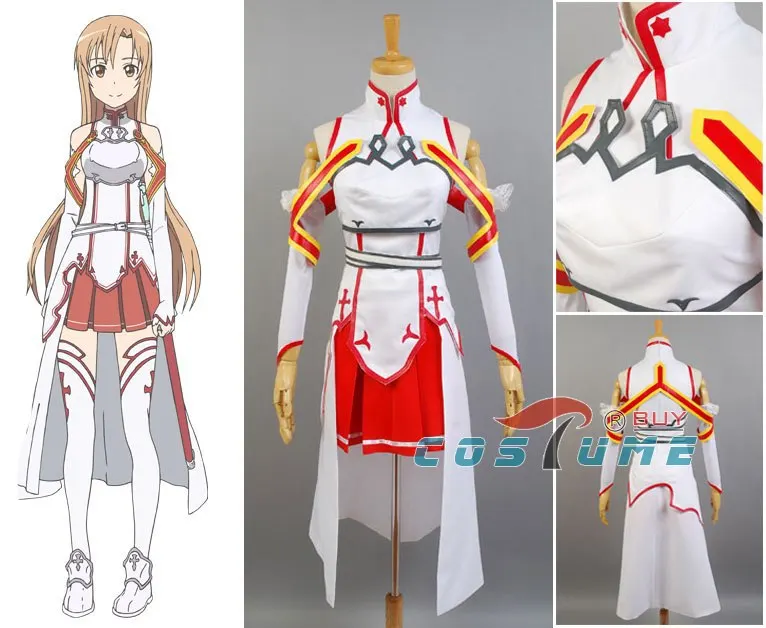 Anime Sword Art Online Asuna Yuuki Cosplay Costume Dress for Woman on