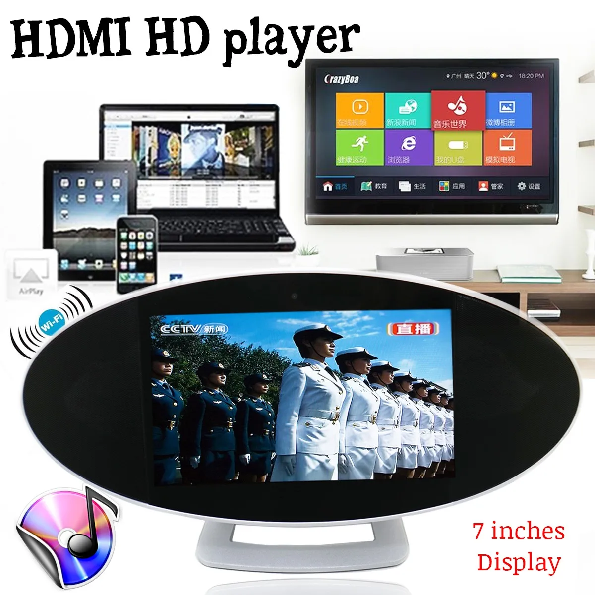 SoundPad Bluetooth 4.0 Speaker 7"Touch Screen Smart Sound Box Android 5