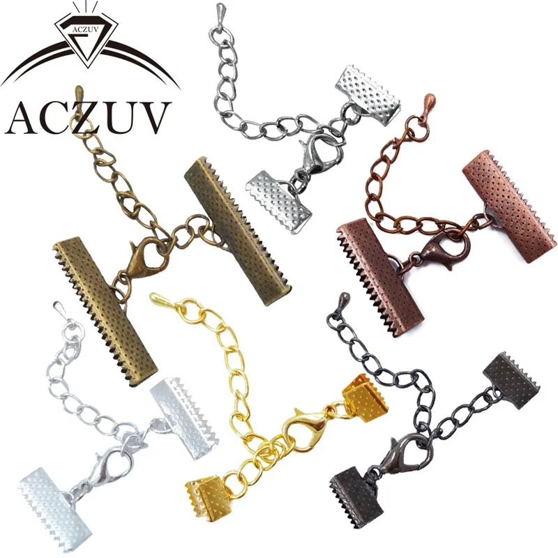 

500PCS Ribbon End Fasteners Caps Flat Cover Clasps Leather Cord Clips Crimp Beads Necklace Bracelet Ends Extender Chain Findings