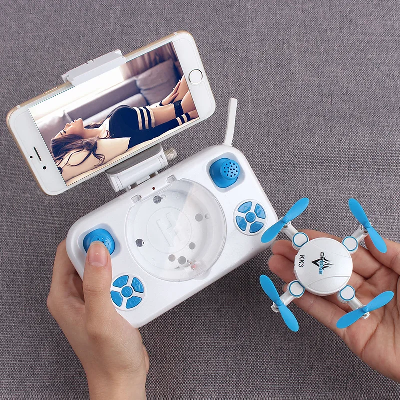 KK3 RC Mini Pocket Selfie Drone 2 4G 3D Foldable Flying Drone with 0 3MP WIFI