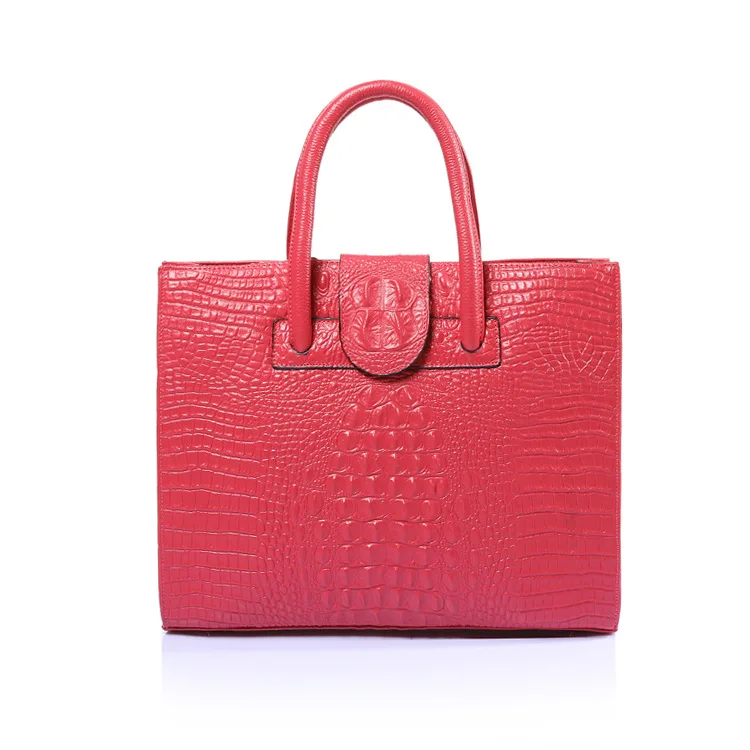 Роскошные женские OL сумки из натуральной кожи крокодиловой кожи сумка с 3D аппликацией высокое качество винтажные женские сумки на плечо - Цвет: Rose Red
