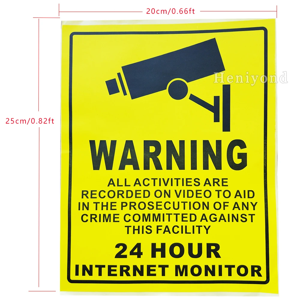 

NEW 2Pcs/lot 24 HOUR SurveilIance Warning CCTV Camera Alarm Stickers Signs Decals 250MMx200MM