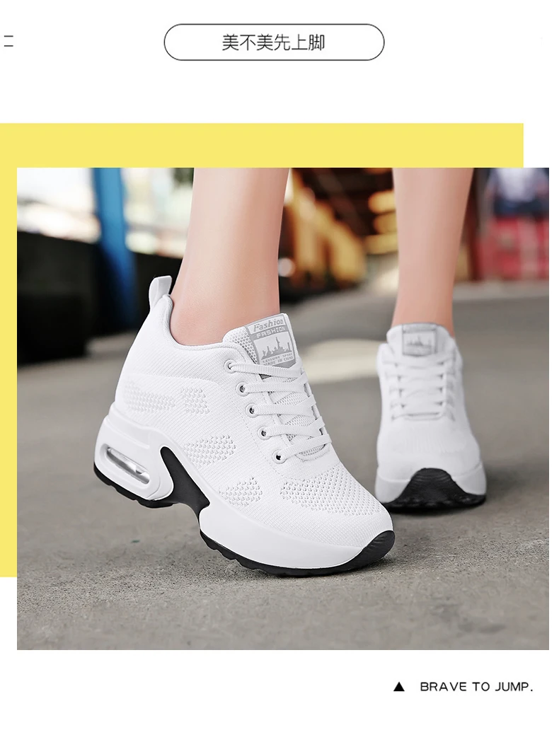 Женская Повседневная обувь; весенние кроссовки на платформе; женская дышащая Уличная обувь с воздушной подушкой; увеличивающая рост обувь; chaussures femme