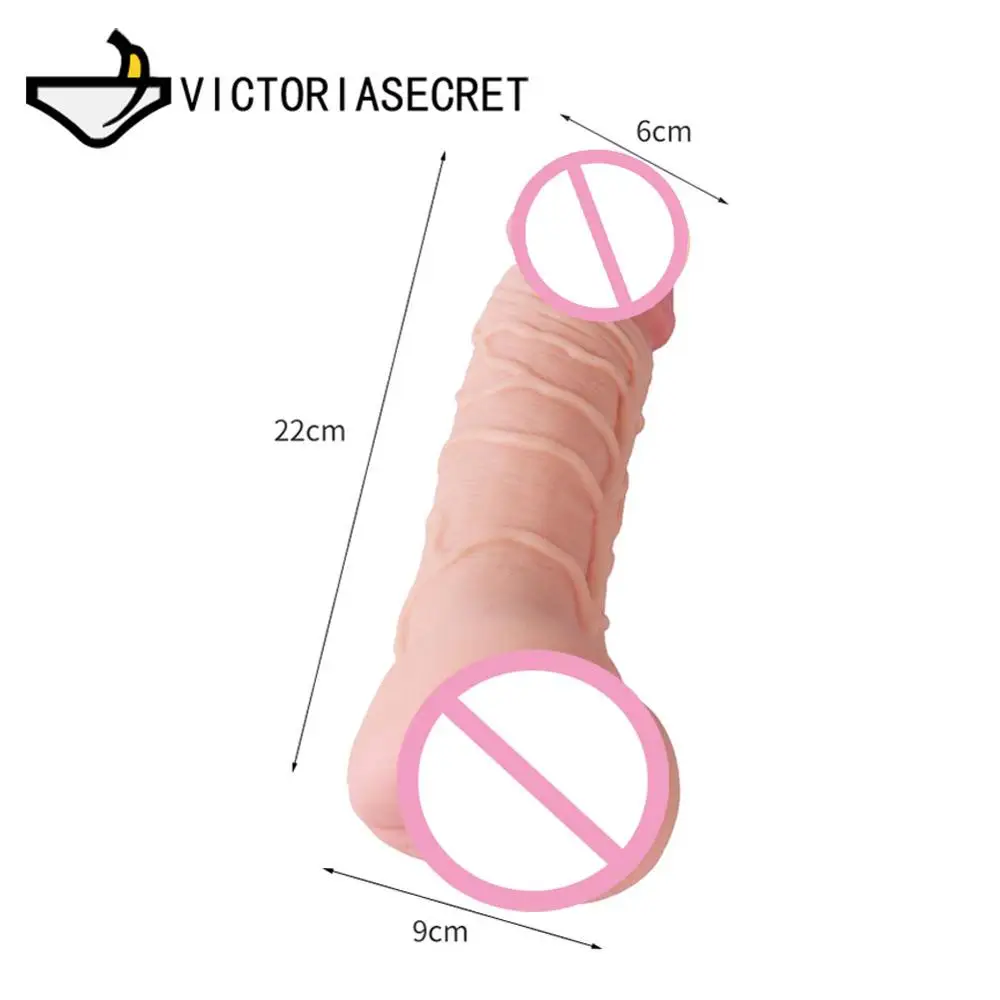 Silicone Reusable Condom Penis Sleeve Extend Dildo Dick Ring Male Penis Extension Sleeves Sex Toys  for Man Gay Adult Cock Rings