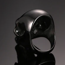 2016 Men’s Punk Vintage Black Skull Head Titanium Steel Ring Retro Wide Band Jewelry