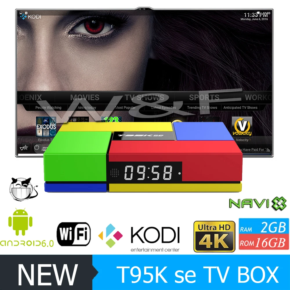НОВЫЙ T95K se S905x Amlogic tv box 2GG 16 ГБ quad core Cortex A53 ПРОЦЕССОР коди полностью загружен HDMI 4 К