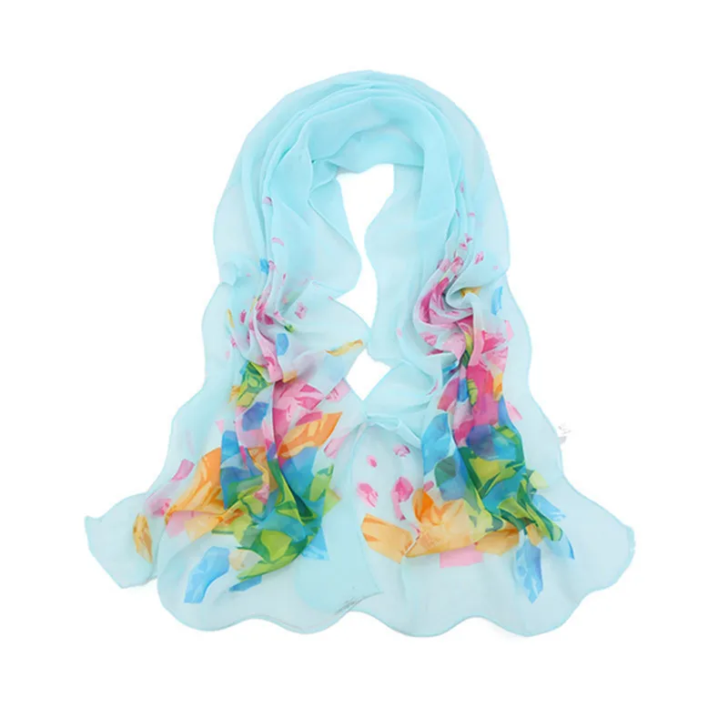 Весенне-осенний модный шифоновый шарф 160*50 см, шарфы с принтом птиц и цветов, шаль для женщин, Дамская Пашмина, 24 цвета - Цвет: style 4 color 2