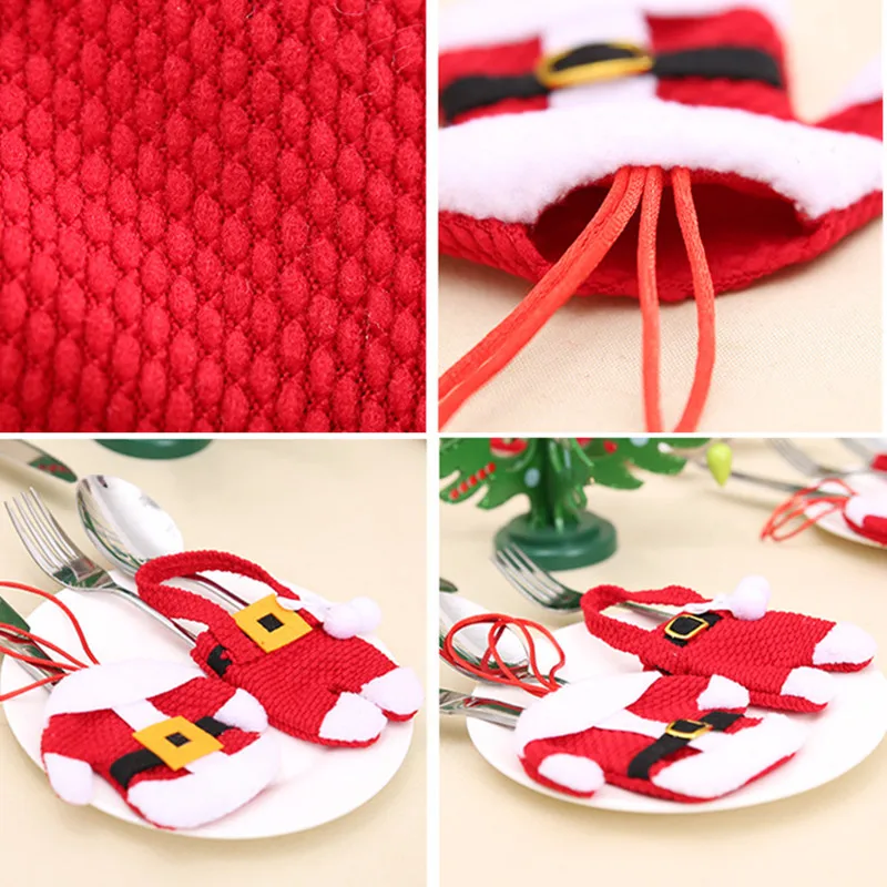 6 шт. рождественские украшения Санта-держатели-кармашки для столовых приборов украшения для ужина для дома Deco Noel