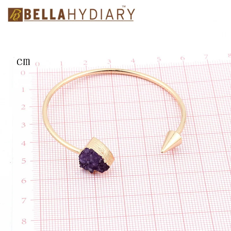 Bijoux European Vintage Jewelry Geometric Round Resin Druzy Asymmetry Hand Cuff Adjustable Bracelet For Women Bangles Bileklik (4)