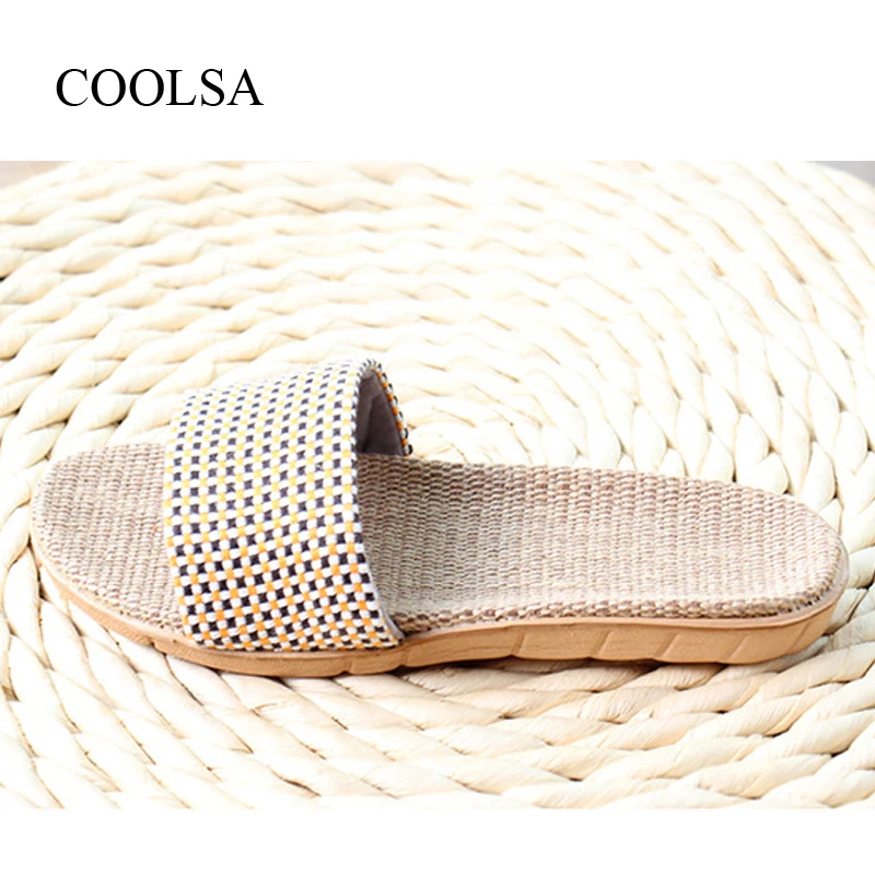 COOLSA/мужские белые льняные тапочки; пляжные вьетнамки; Домашние льняные тапочки для ванной и отеля; сандалии на плоской подошве; мужские шлепанцы; домашняя обувь