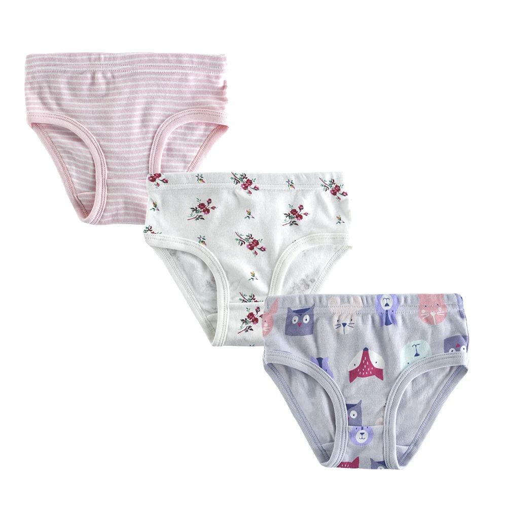3 Pcs/Lot Girl Short Panties For Baby Girl Clothing Cotton Kids Underwear Cute Cartoon Design