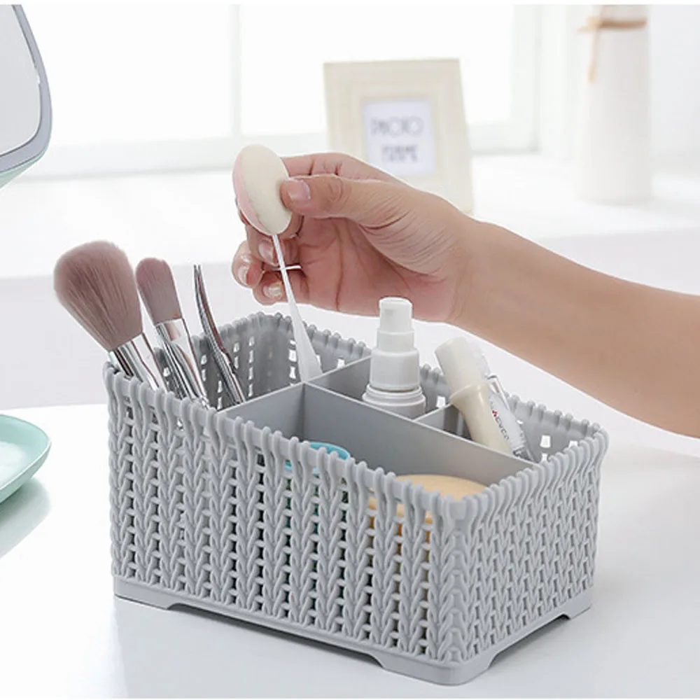 Four grids Plastic Makeup Organizer for Storage of Makeup Brush and Other Beauty Essentials Suitable for Home Office and College