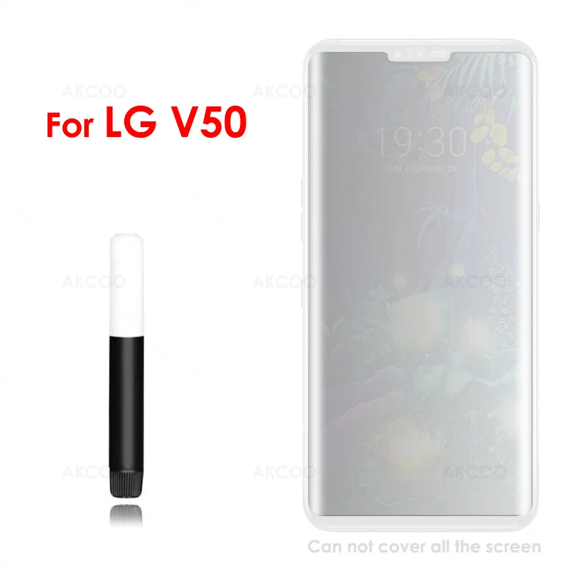 Akcoo G8 ThinQ UV стеклянная Защитная пленка для LG V50 V40 V30 Plus пленка с полным клеем сенсорная пленка для LG G7 - Цвет: For LG V50 ThinQ