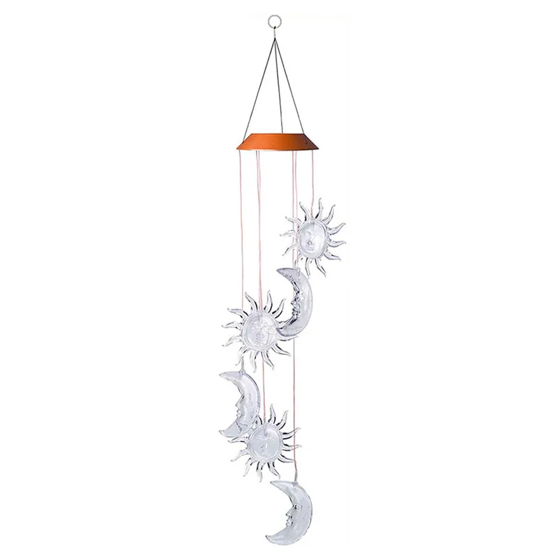 Solar Powered Garland Light Wind Chime Light LED Home Garden Hanging Spinner Lamp Decor Sun Moon Luces Led Decoracion 40JUL170