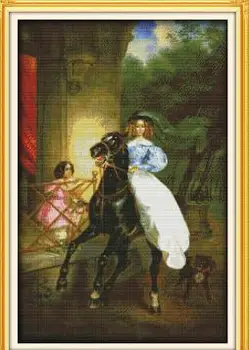 

The Horse Riding Woman Home Decor Paintings Counted Printed On Canvas DMC 11CT 14CT kits Cross Stitch embroidery needlework Sets