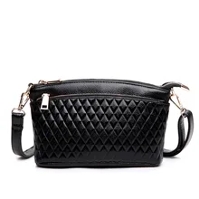 Classy Rhombic Chequer Ladies Shoulder Bag Korean Style Designer Casual Shell Bag Black Burgundy PU Women