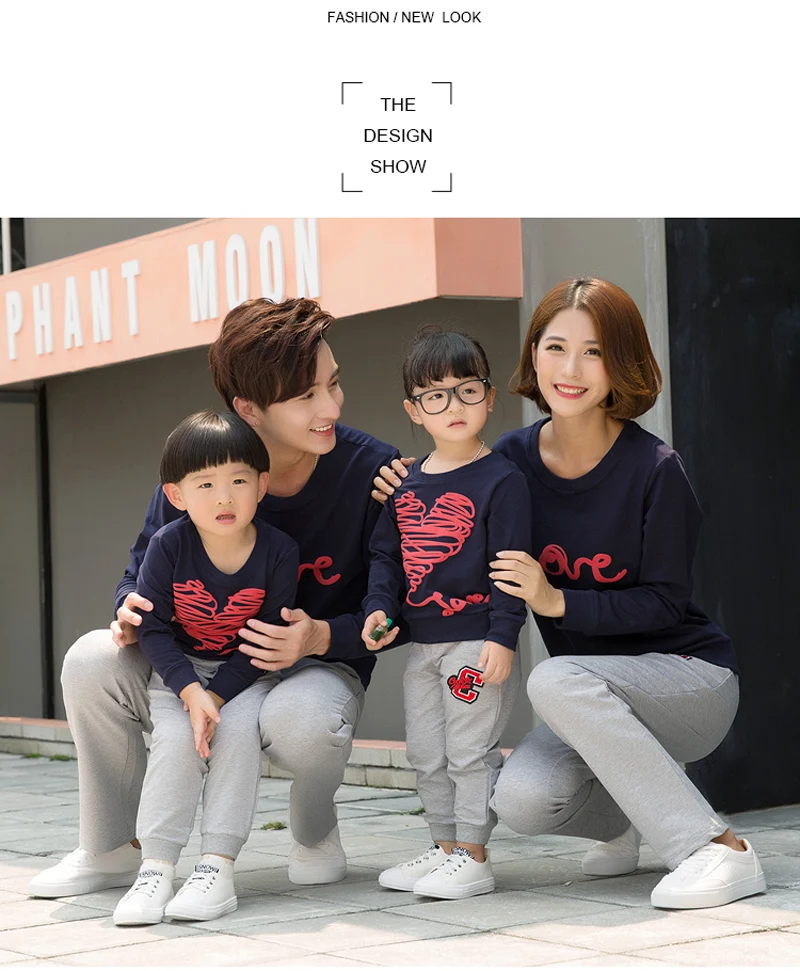 Perfect Family Clothing 2019 Autumn Mother Daughter Father Boy Clothes set Family Matching Outfits Cotton LOVE Shirt Pants Family Look 5