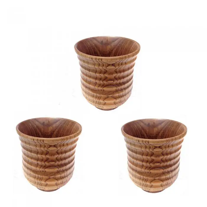 Горячая 3 шт резные деревянные зерна декор Чай Саке Питьевая чашка 7 унций FG