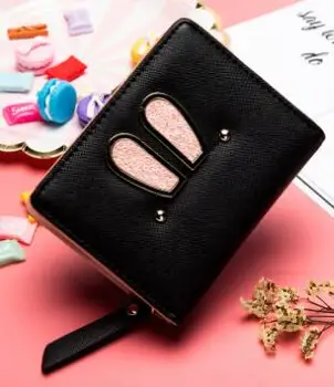 

2018 sasha Exploding lady, small wallet, Korean version, cute rabbit ears, student wallet.