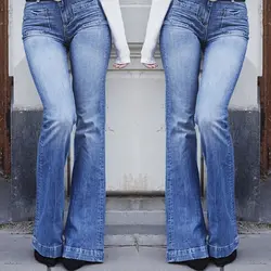Новинка; Лидер продаж 3XL для женщин Мода Юниоры колокол дно Высокая талия установлены джинсы