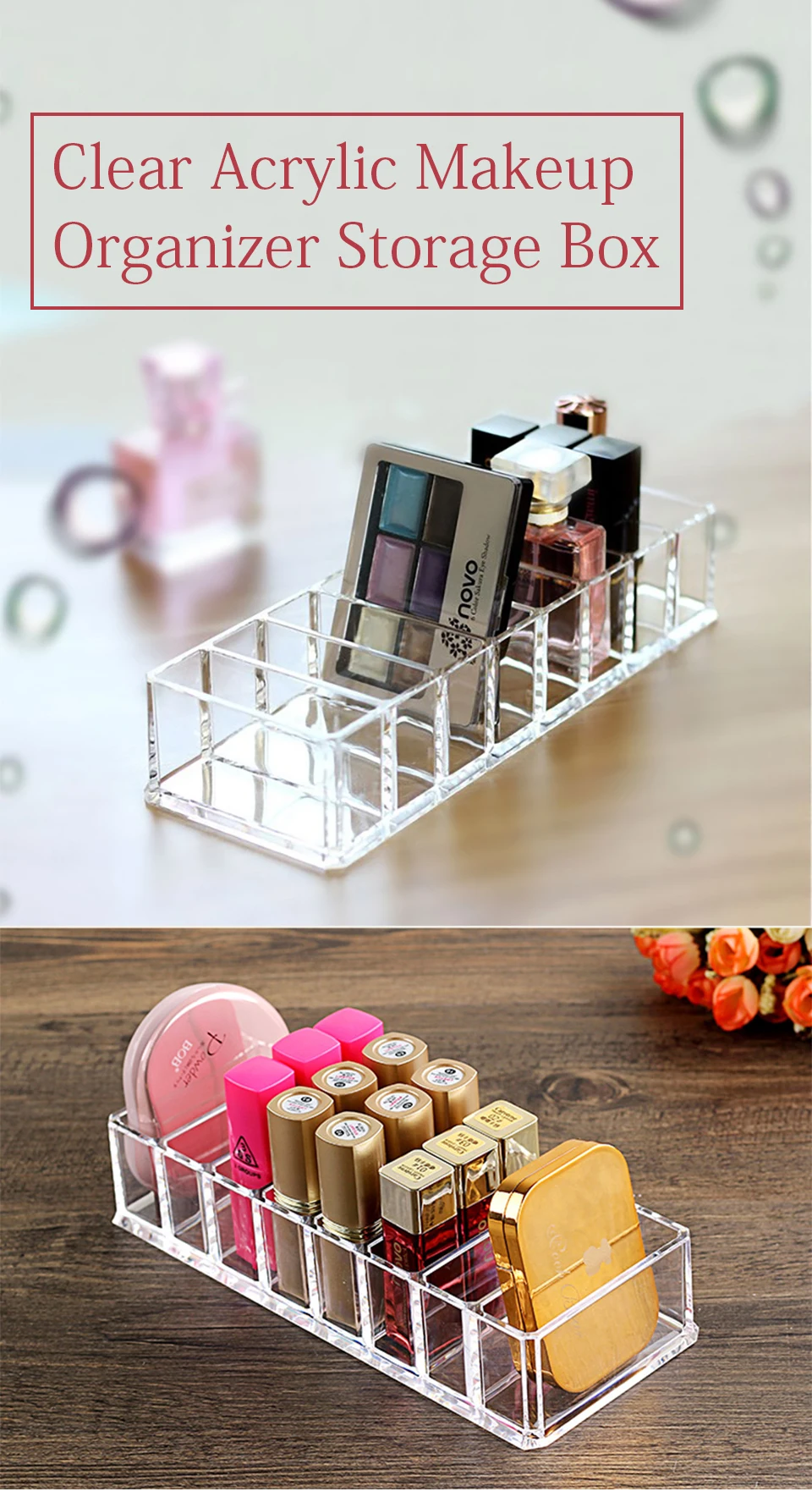 Transparent Clear Acrylic Makeup Organizer Storage Box Case Lipstick Cosmetic Jewelry Brushes Holder Plastic Make Up Organizers _01