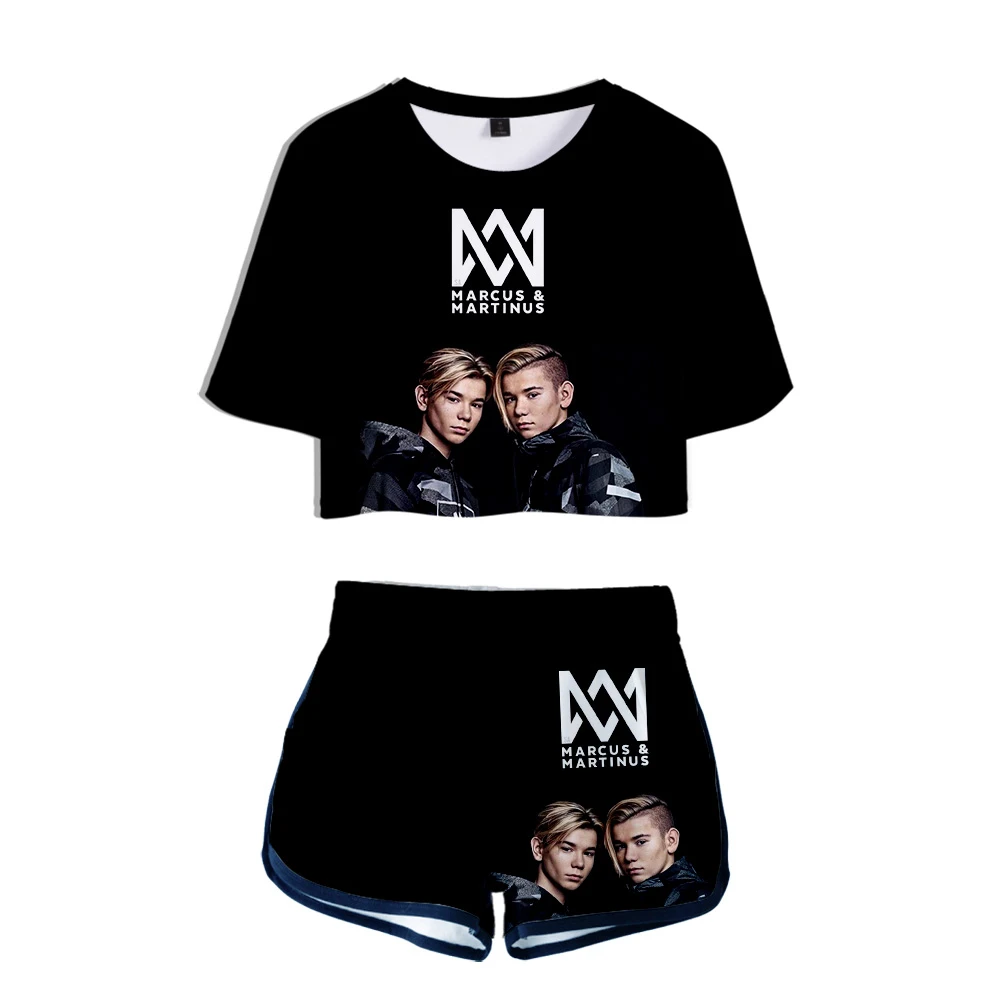 

BF Kpop Women Sets MARCUS&MARTINUS 3D Print Two Pieces Sets Women Fashion cool Clothes Casual Harajuku shorts+T Shirt