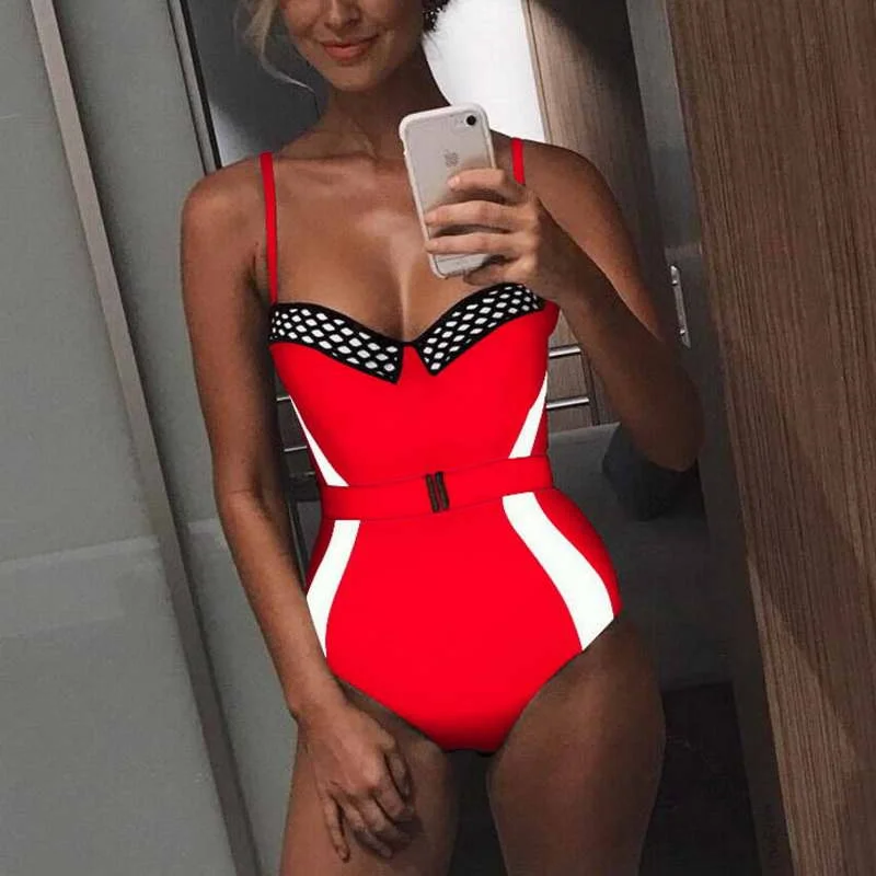 

2019 New Design Aliexpress One Piece Leopard Print Gathering Sexy Women Brazilian Bikini