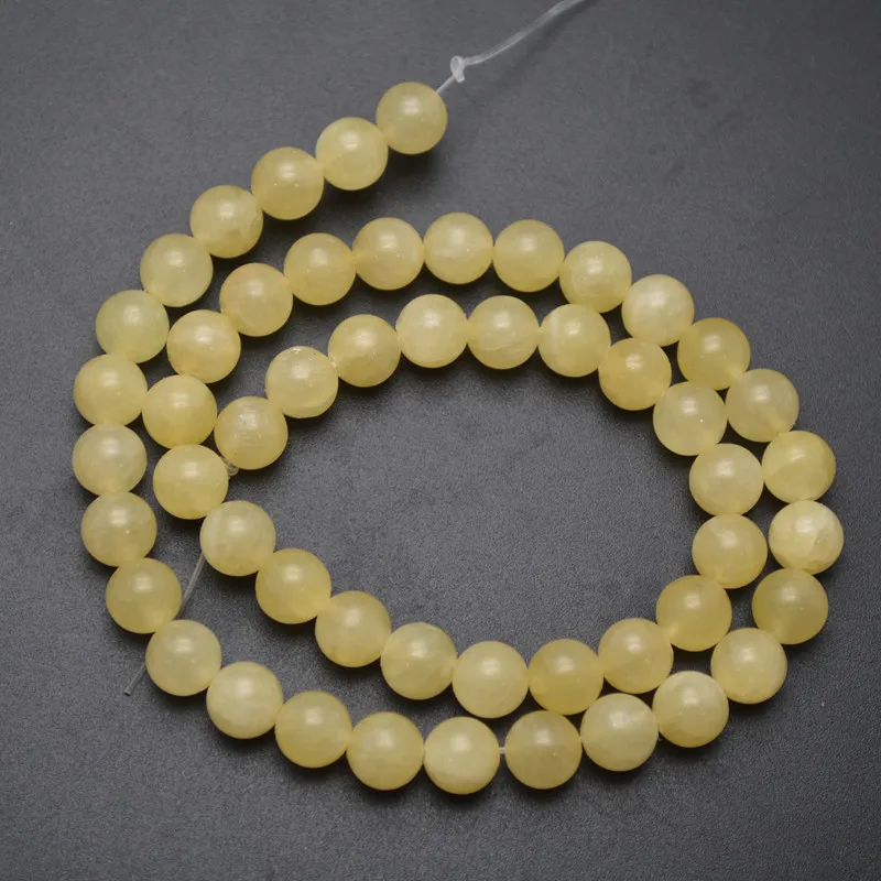 4mm12mm Natural Yellow Stone Smooth Round Loose Beadsin Beads from