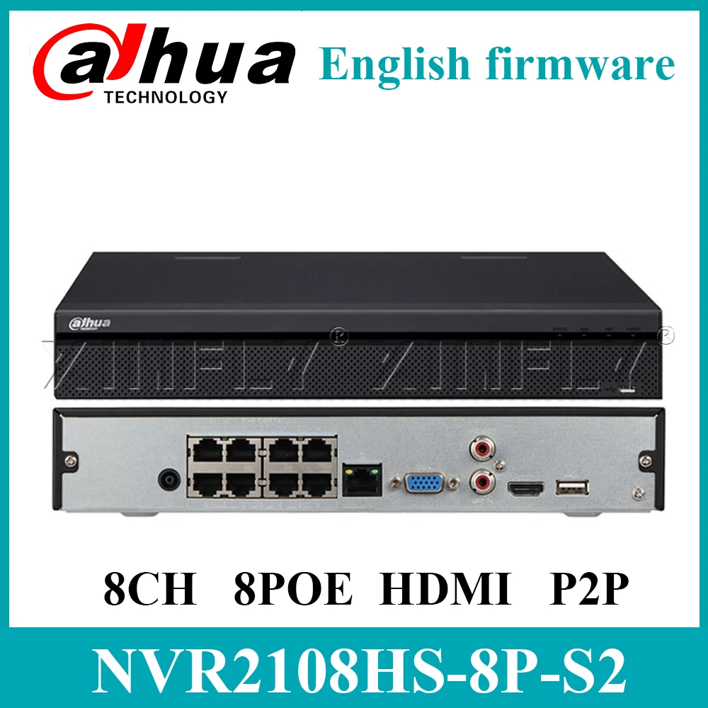 Dahua NVR2108HS-8P-S2 8CH 8POE сетевой видеорегистратор Full HD 1080P с 1SATA 2USB интерфейсом жесткий