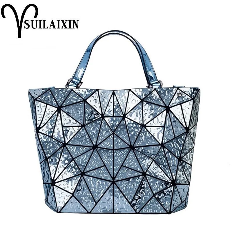 

Diamonds laser Bag Folding Fashion Drops geometric Laser Shoulder Handbag Casual Women Tote Top Handle Bags High Quality