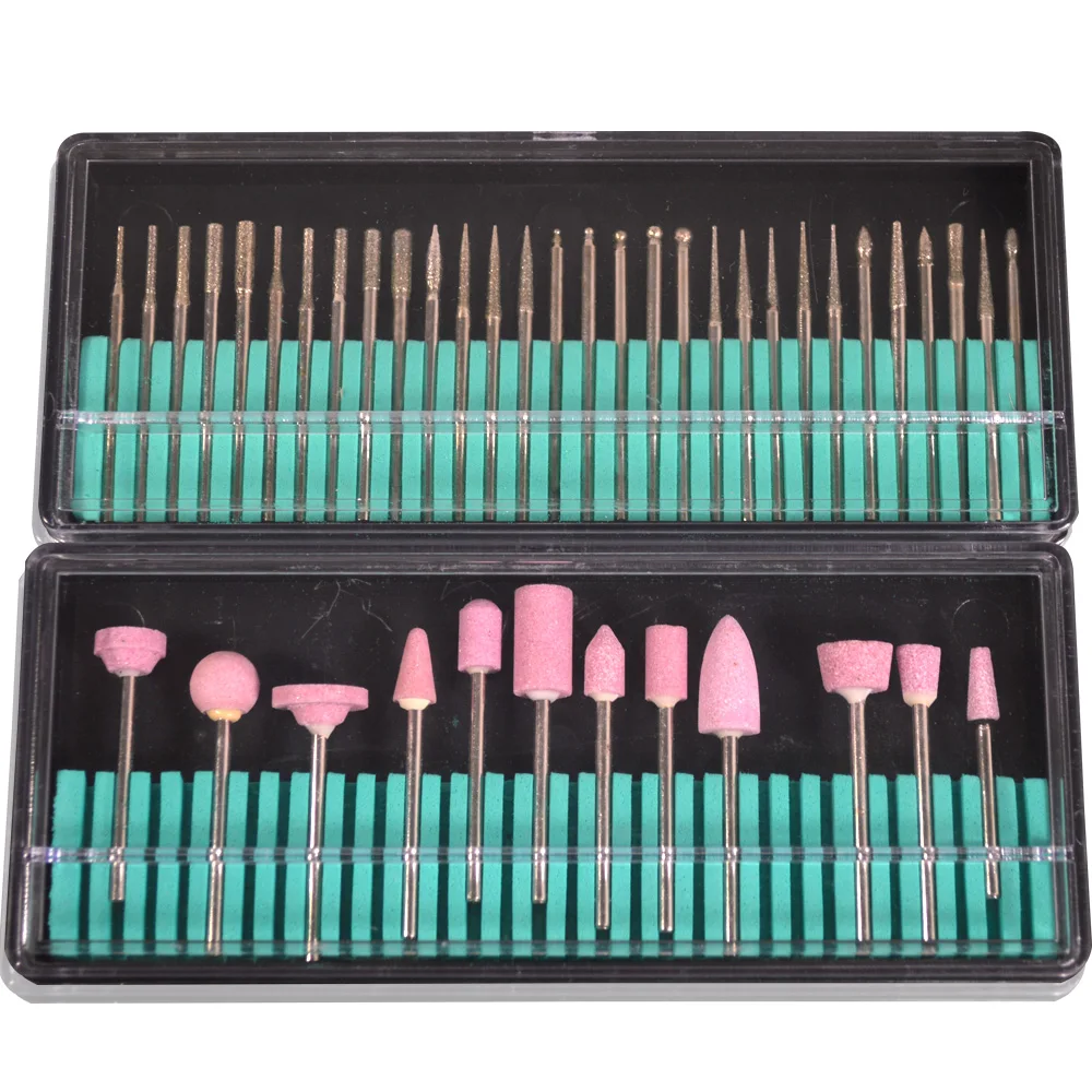 

2sets 30Styles 3/32" Nail Bit Kits+ 12Styles Ceramic Polishing Grinding Head Nail Art File Manicure Machine BENJ090