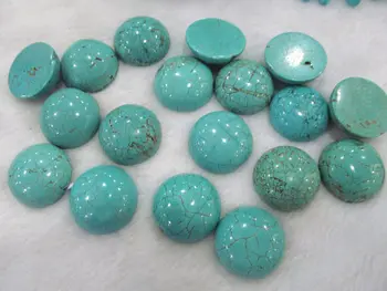 

High Quality 16\20\25mm Turquoise Cabochon Round Stacking Ring Jewelry Designer Handmade Handcut Turquoise Stone 12pcs