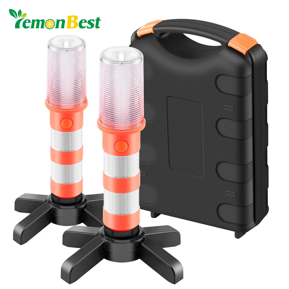 2PCS LED Portable lamp Road Security Flashing Flash Flare Strobe Light With 2 stand For Traffic Warnings/Roadblocks/Camping/Hike