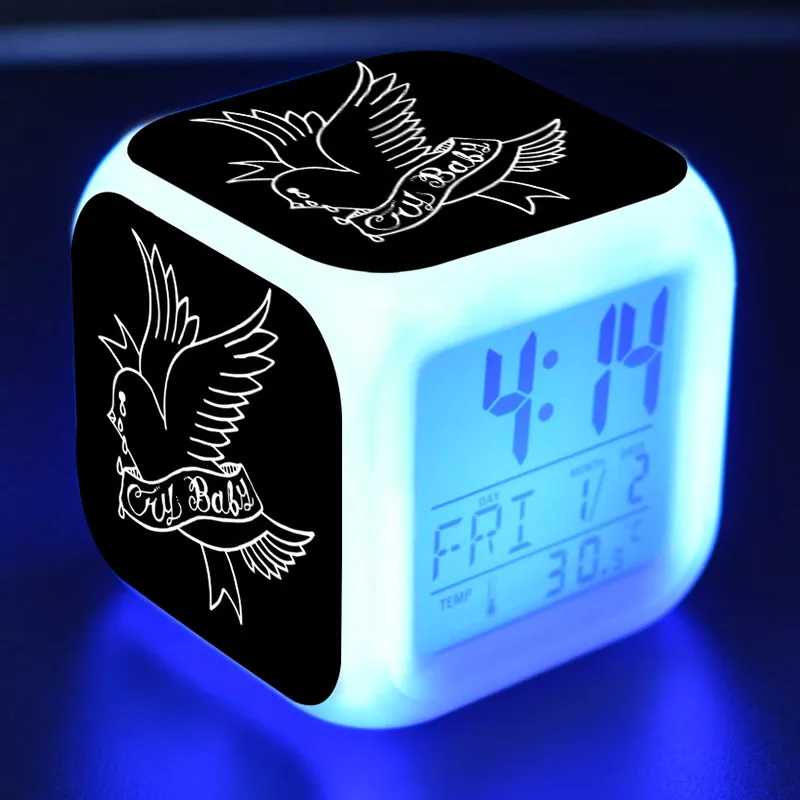 

Lil Peep Model LED Alarm Clock Colorful Flash Light Glow in the Dark Desk Decor Music Figure Toys