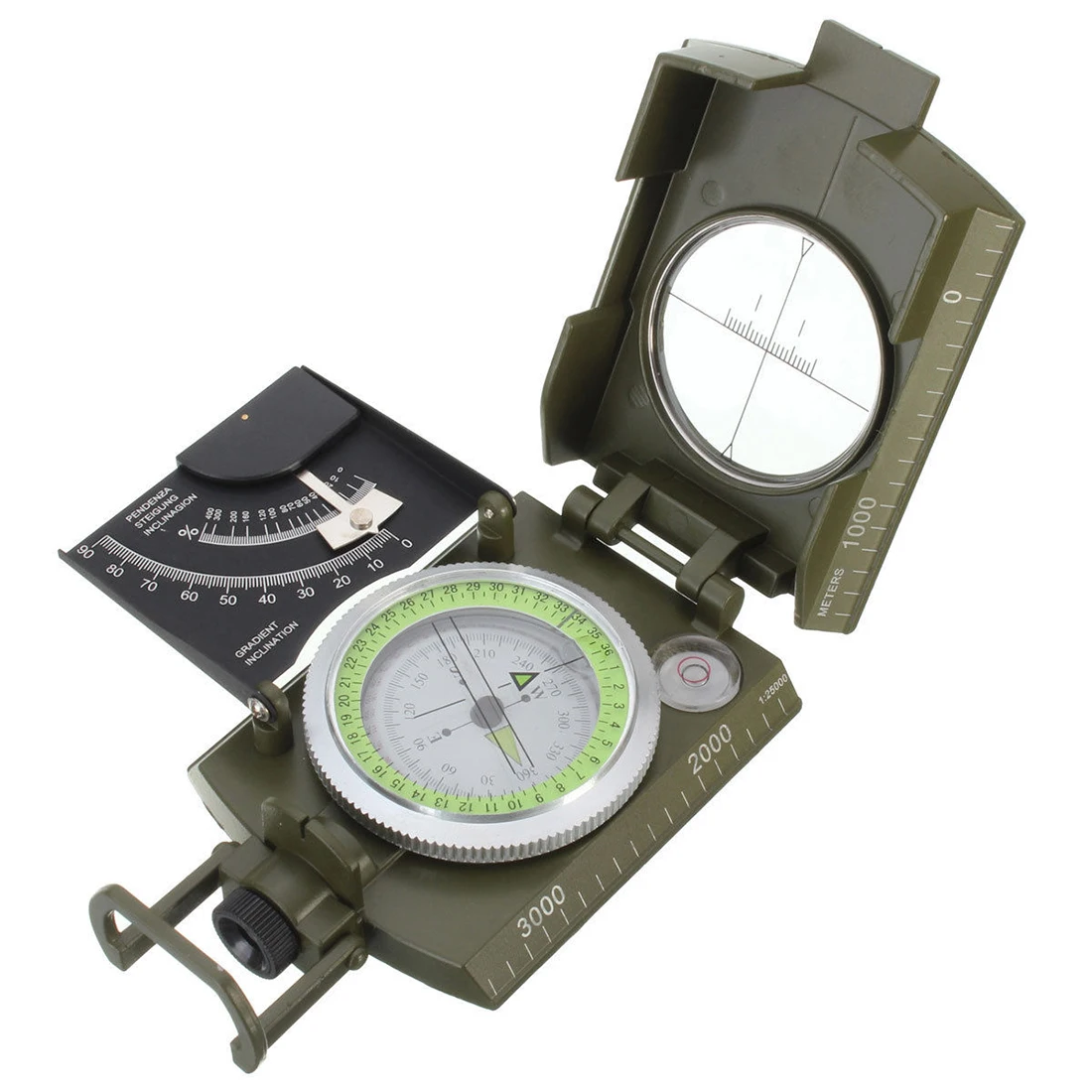  2019 New Professional Military Army Metal Sighting Compass clinometer Camping