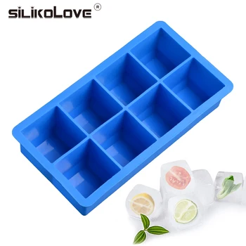 

SILIKOLOVE 8 Cavity Square shape silicone ice mold for Ice Fruit Kitchen Bar Drinking Accessories Easy to clean BPA Free