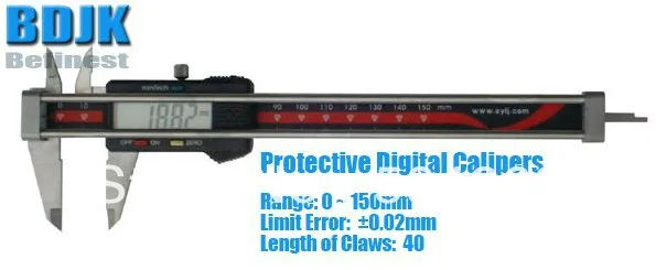 

0~150mm Protective Digital Vernier Calipers, Length Measuring Instrument with 0.02mm Limit Error