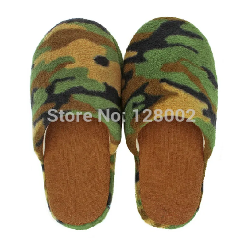 New Hot Winter Home Soft Sole Cotton padded Camouflage Army Green Slippers Indoor Floor Warm Slippers