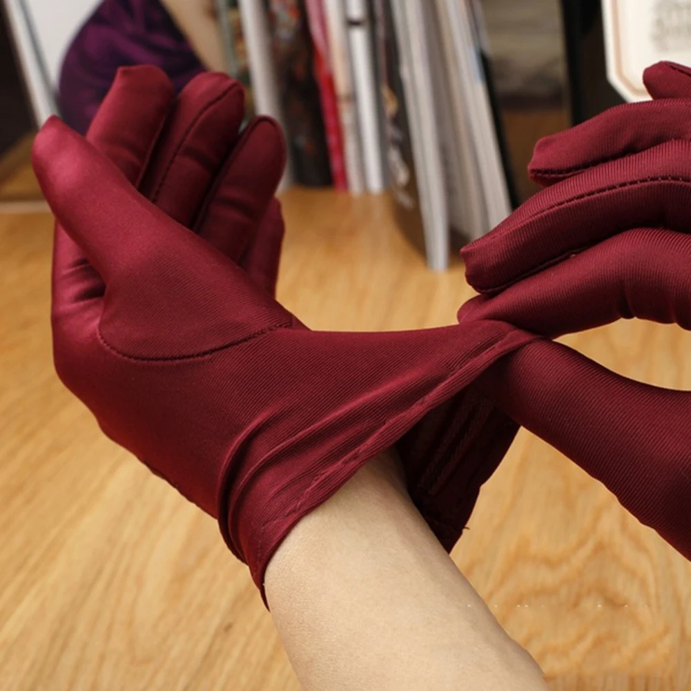 

Women Spring Summer Sunscreen Riding Car Driving Gloves Spandex Super-elastic Slip-resistant Solid Color White Black Gray Red^
