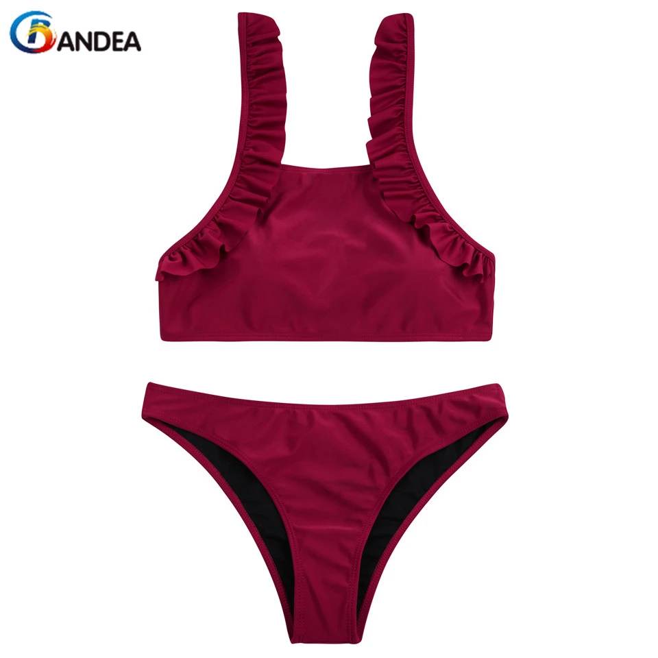 wine red swimsuit
