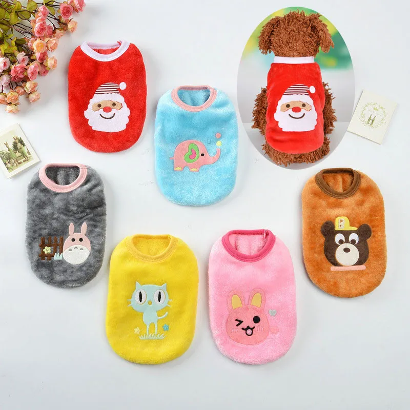 

Xmas Pet Dog Santa Claus Vest Clothes Small Teddy Costume Warm Leisure Cat Christmas Tshirt Apparel S,M,L DOGGYZSTYLE 6 Colors