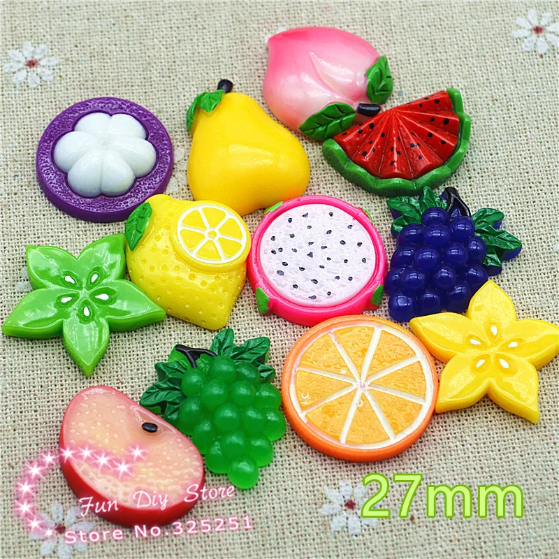 Resin fruit mix design flat back cabochon for DIY decoration,hair bow center, 50pcs Resin fruit mix design flat back cabochon for DIY decoration,hair bow center, 50pcs